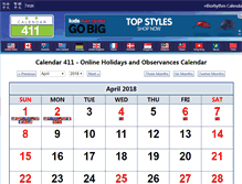 Tablet Screenshot of calendar411.com